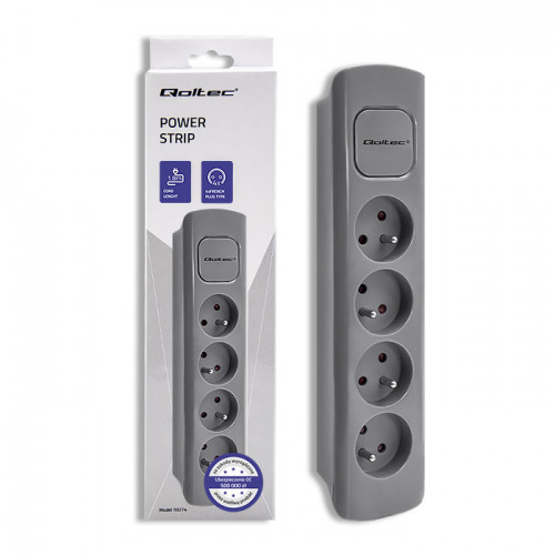 Qoltec Power strip | 4 sockets | 1.8m | Grey