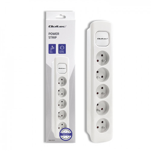 Qoltec Power strip | 5 sockets | 1.8m | White