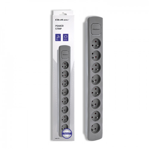 Qoltec Power strip | 8 sockets | 1.8m | Grey