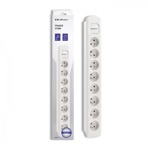 Qoltec Power strip | 8 sockets | 1.8m | White