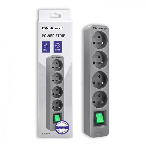 Qoltec Power strip | 4 sockets | 1.8m | Grey