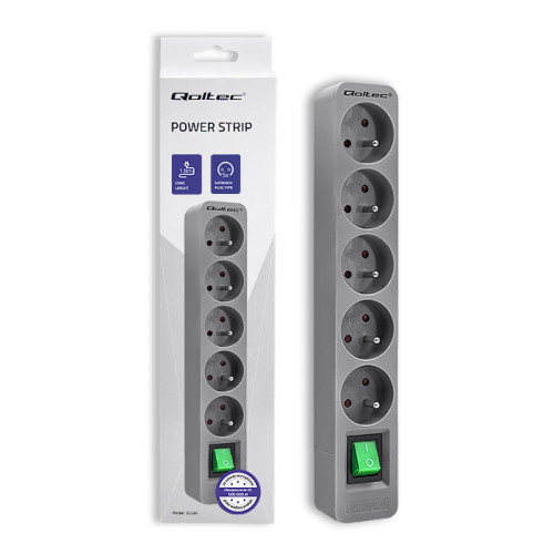 Qoltec Power strip | 5 sockets | 1.8m | Grey