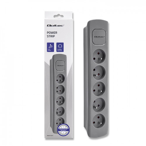 Qoltec Power strip | 5 sockets | 1.8m | Grey
