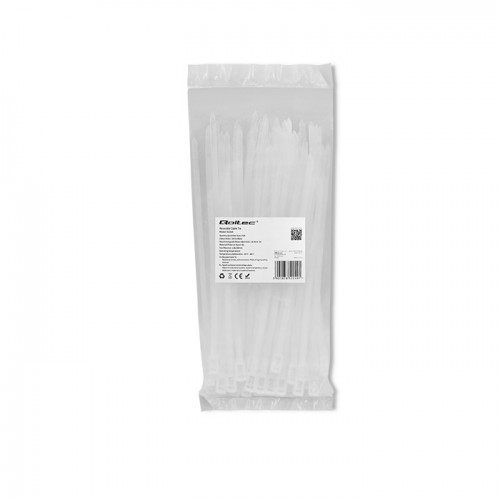 Qoltec Reusable Self-locking cable tie | 4.8*200 mm | Nylon UV | White