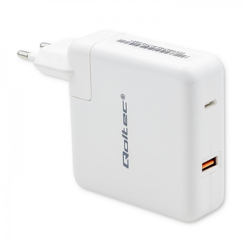 Qoltec Power charger GaN FAST 108W| 5-20V | 3- 4.7A | USB C | Laptop | Smartfon | White