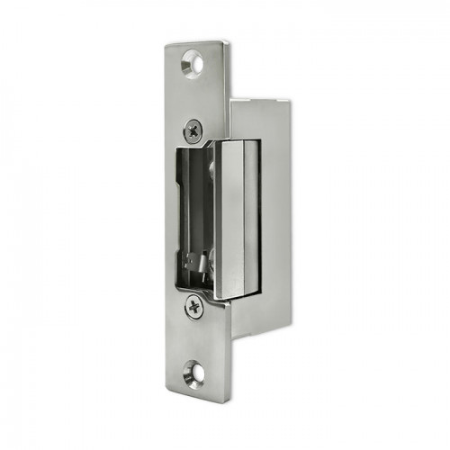 Qoltec Electric strike With lock and memory + mounting plate | 12V | Stainless steel