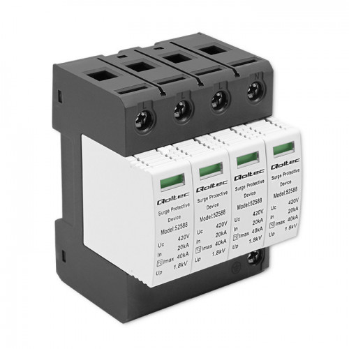 Qoltec AC surge protector arrester | 4P | 420V | T2 | C
