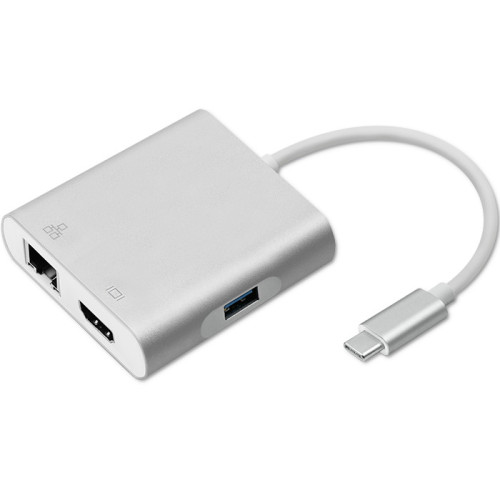 Qoltec Hub Adapter USB-C 3.1 4in1 | USB 3.0 | HDMI 4K | RJ45 | USB-C PD 92W