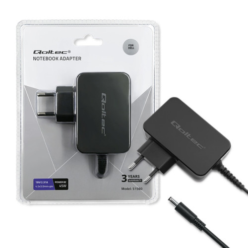 Qoltec Power adapter for laptop Dell 45W | 19.5V | 2.31A | 4.5*3.0+pin