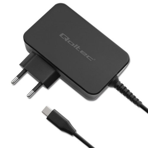 Qoltec GaN POWER PRO charger | 1xUSB-C | 90W | 5-20V | 3-4.5A | Laptop | Smartfon | Black