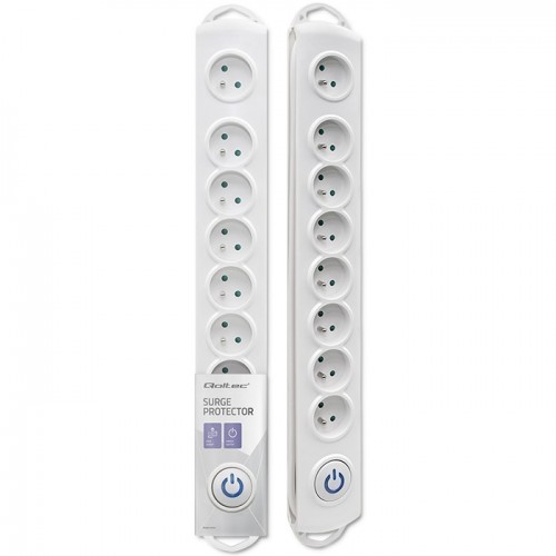 Qoltec Surge protector | 8 sockets | 1.5m | White