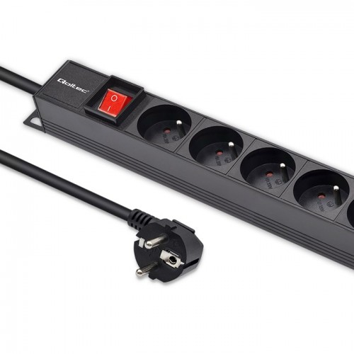 Qoltec Aluminium Power strip for RACK | 1U | 16A | PDU | 16xFRENCH | Vertical | 1.8m