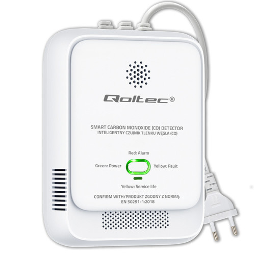 Qoltec Certified Carbon monoxide sensor | CO detector | alarm 85dB | LED