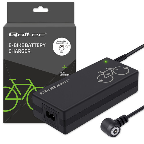 Qoltec Fast Charger for e-bike 36V | 42V | 2A | Mi4 Magnetic TIP +power cable