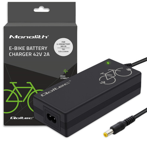 Qoltec Charger for e-bike, electric scooter 36V | 42V | 2A | 5.5*2.5 | +power cable
