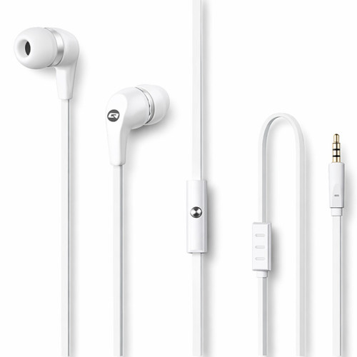 Qoltec In-ear headphones with microphone | White