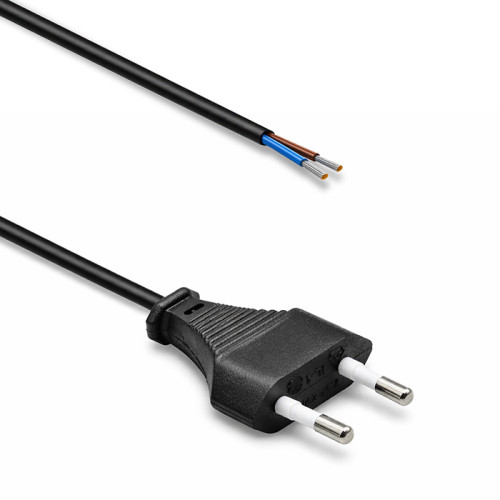 Qoltec Power cable with CEE 7/16 (C) plug | 2x0.50 mm&sup2;  | copper Cu | stripped and soldered | 1.8m
