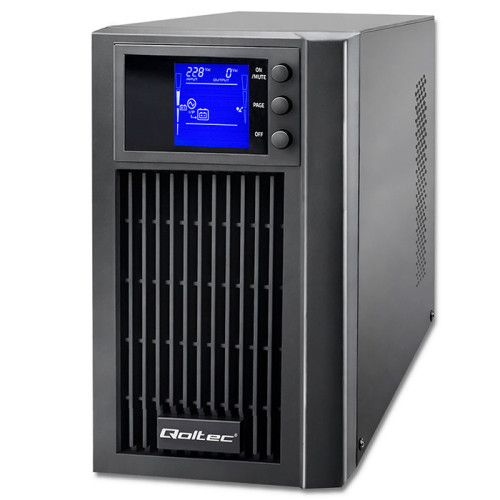 Qoltec Uninterruptible Power Supply UPS On-line | Pure Sine Wave | 2kVA | 1.6kW | LCD | USB