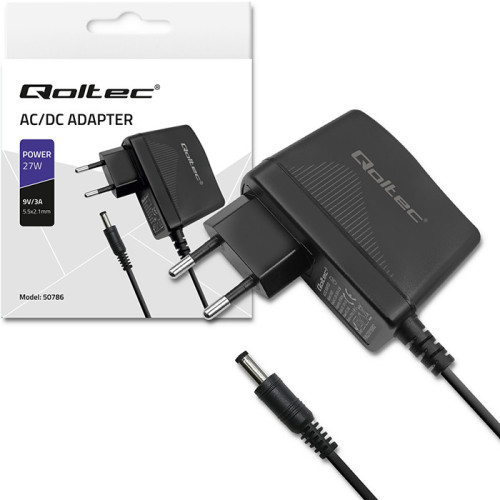 Qoltec Plug-in power supply  27W | 9V | 3A | 5.5*2.1