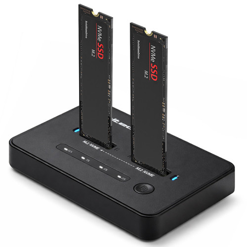 Qoltec M.2 NVMe SSD Docking Station | PCIe | USB-C | 20 Gb/s | DUAL 2 x 8TB | Offline cloning