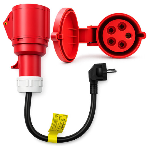 Qoltec Power adapter for EV chargers | CEE 16A 5-pin socket | 400V to 230V SCHUKO adapter | max 16A | 3.5 kW 