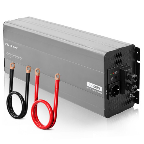 Qoltec Pure Sine Wave Inverter | 24V to 230V | 5000/10000W | USB | Compatible with LiFePO4 GEL AGM 