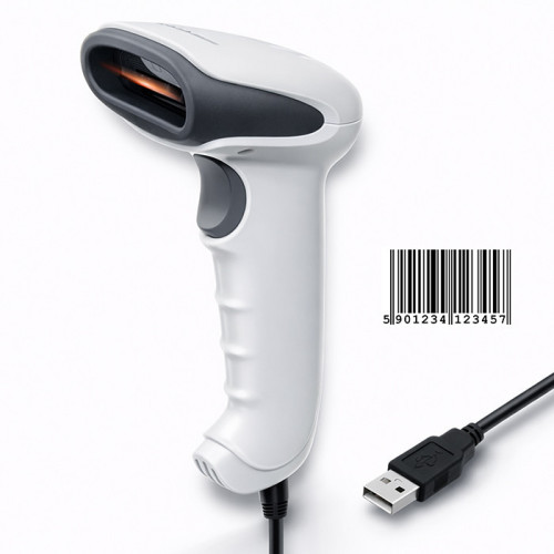 Qoltec barcode reader scanner | 1D | CCD matrix | USB | White