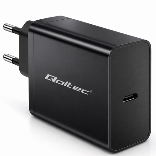 Qoltec Super Quick PD Charger | 1xUSB-C | 65W | 5-20V | 3-3.25A | Laptop | Smartfon | Black