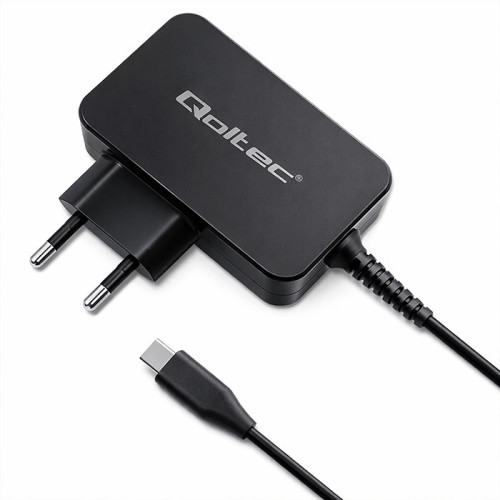 Qoltec GaN POWER PRO charger | 1xUSB-C | 65W | 5-20V | 3-3.25A | Laptop | Smartfon | Black