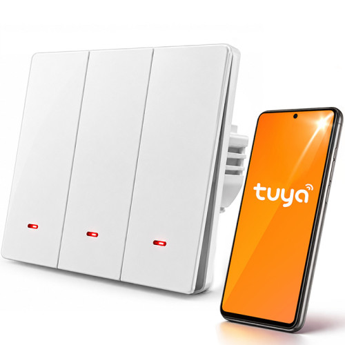 Qoltec Smart 3-channel light switch | Wi-Fi | Timer| Tuya | Smart life | White