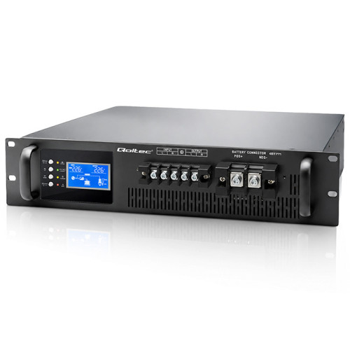 Qoltec Pure Sine Wave UPS for RACK | 5kVA | 5000W | PF 1.0 | LCD | EPO | USB | Online | Compatible with LiFePO4, AGM and GEL batteries 