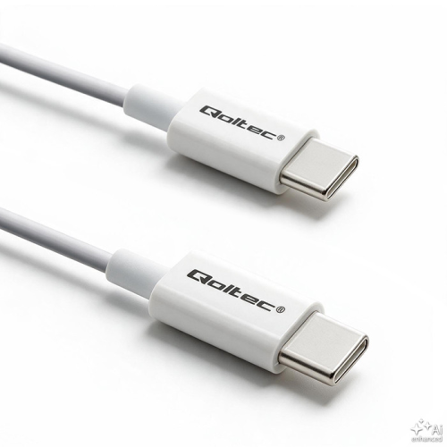 Qoltec USB 2.0 type C Cable | USB 2.0 type C 60W | QC 3.0 |  PD | 1.5m | White