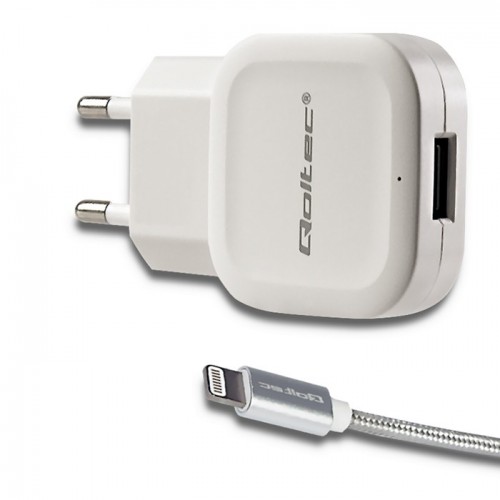 Qoltec Charger 12W  5V  2.4A + Lightning / USB 2.0 |MFI Orginal | 1.5m | Reinforced