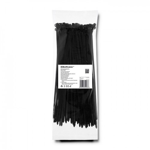 Qoltec Self-locking cable tie | 4.8*250mm | 100 pcs. | Nylon66 | UV | Black