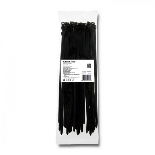 Qoltec Self-locking cable tie | 7.2*300mm | 50 pcs. | Nylon66 | UV | Black