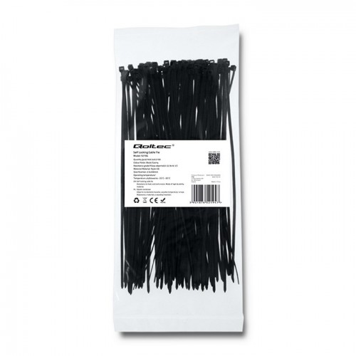 Qoltec Self-locking cable tie | 2.5*200mm | 100 pcs. | Nylon66 | UV | Black