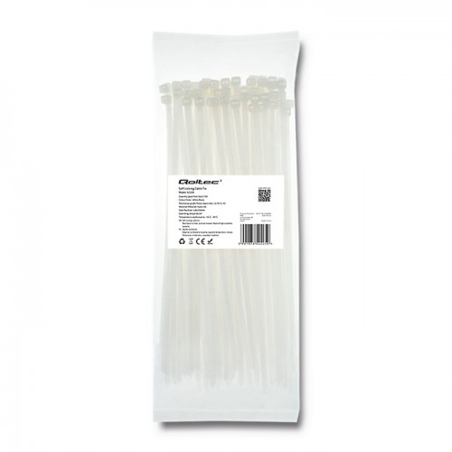 Qoltec Self-locking cable tie | 4.8*250mm | 100 pcs. | Nylon66 | UV | White