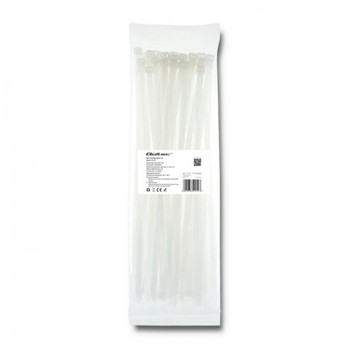 Qoltec Self-locking cable tie | 7.2*350mm | 50 pcs. | Nylon66 | UV | White
