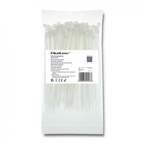 Qoltec Self-locking cable tie | 3.6*150mm | 100 pcs. | Nylon66 | UV | White