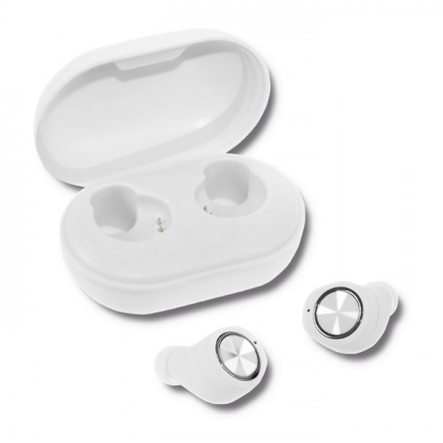 Qoltec Wireless Twins Stereo earphones | Power Bank | BT 5.0 | Super Bass | White