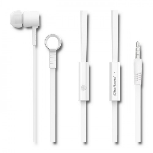 Qoltec In-ear headphones with microphone | White