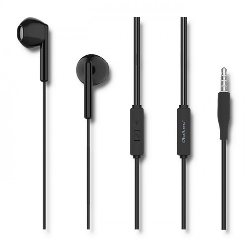 Qoltec In-ear headphones with microphone | Black