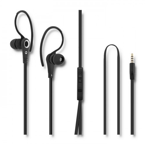 Qoltec Sports in-ear headphones premium with microphone | Black